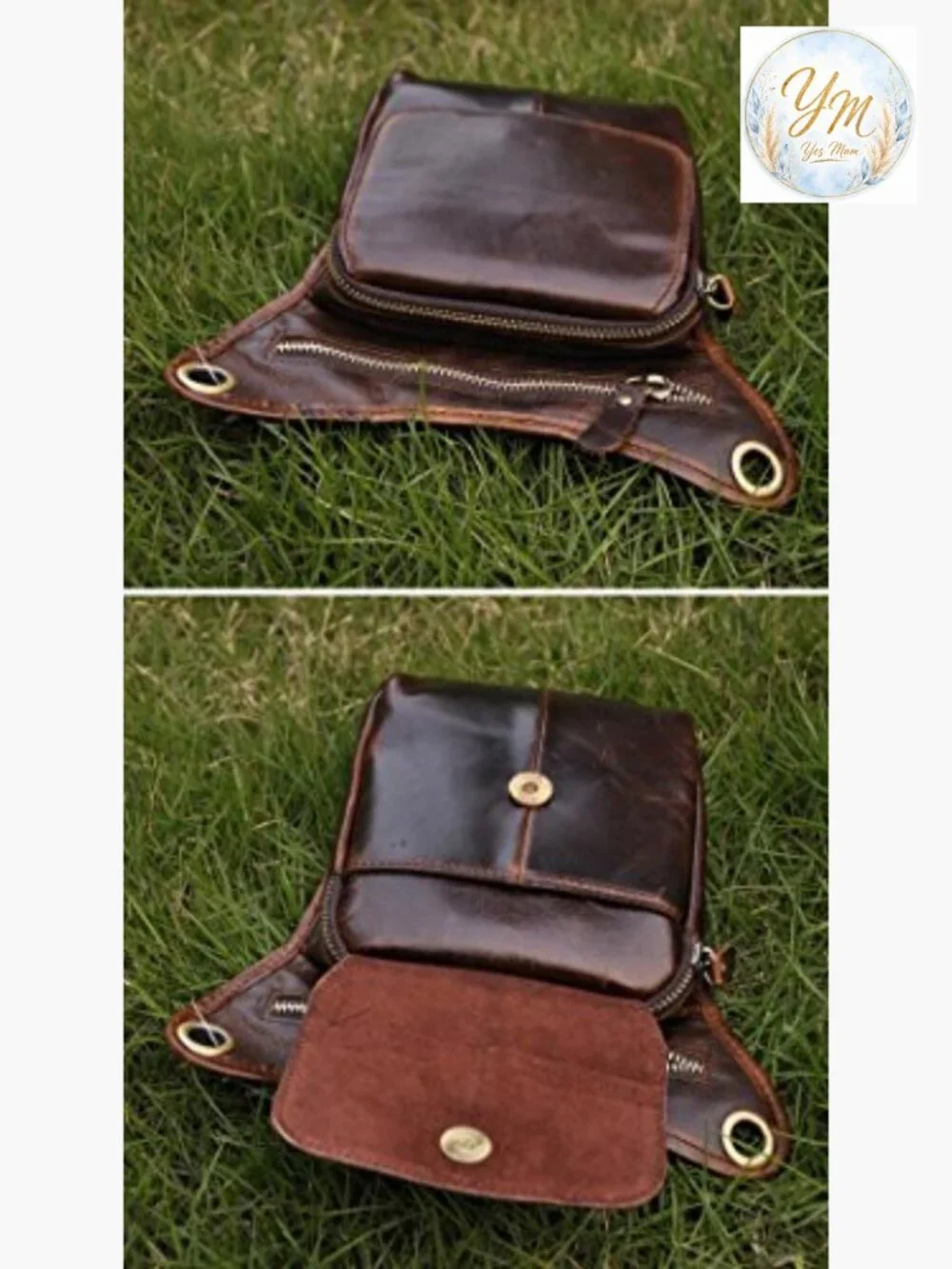 Genuine Leather Motorcycle Waist Pack Messenger Crossbody Bag